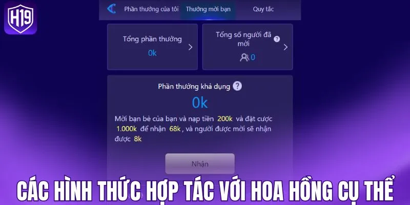 Các mô hình hợp tác với tỷ lệ hoa hồng cụ thể
