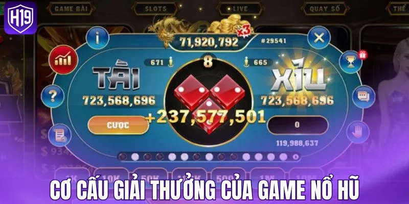 Cơ cấu giải thưởng siêu khủng của game nổ hũ