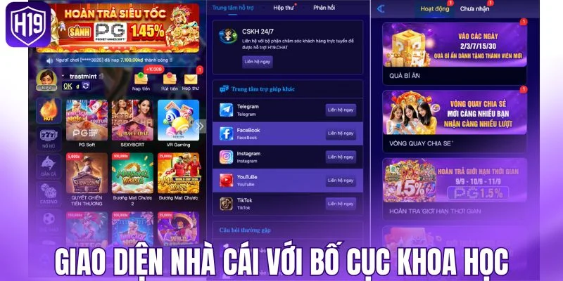 Giao diện nhà cái với bố cục khoa học